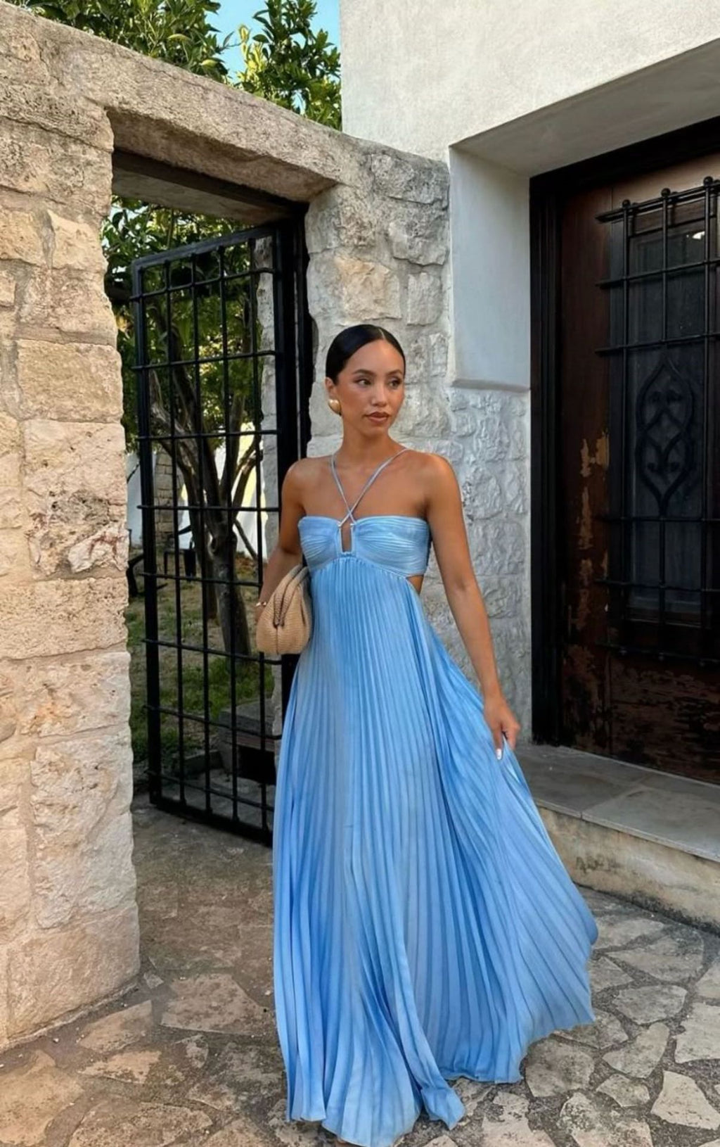 Pleated Halter Sling Dress | High Waist Club Party Dress Women