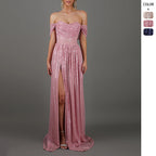Sequin Slit Maxi Ball Gown | Strapless Prom Dress Women