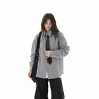 Black Plaid Shirt Long Sleeve Women Casual Loose Shirt Coat