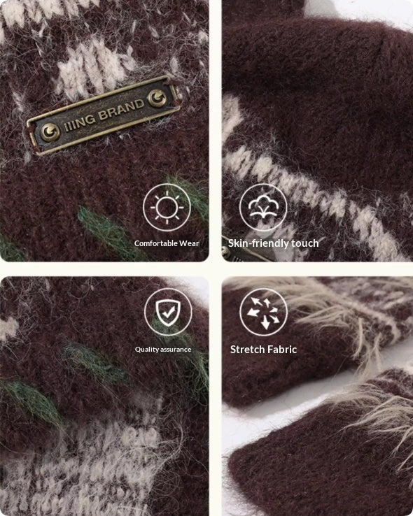 Cute Bear Ear-covering Knitted Hat For Women