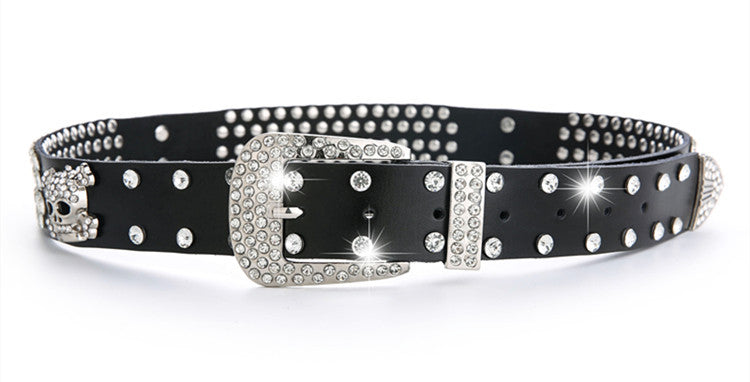 Women's Belt With Diamond Genuine Leather Accessories Rhinestone