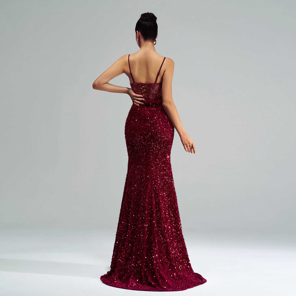 Sequin Long Prom Dress | Birthday Party Evening Gown Women