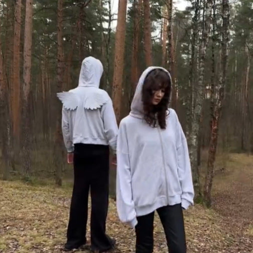 Creative Solid-Color Cute Angel Wings Hoodie