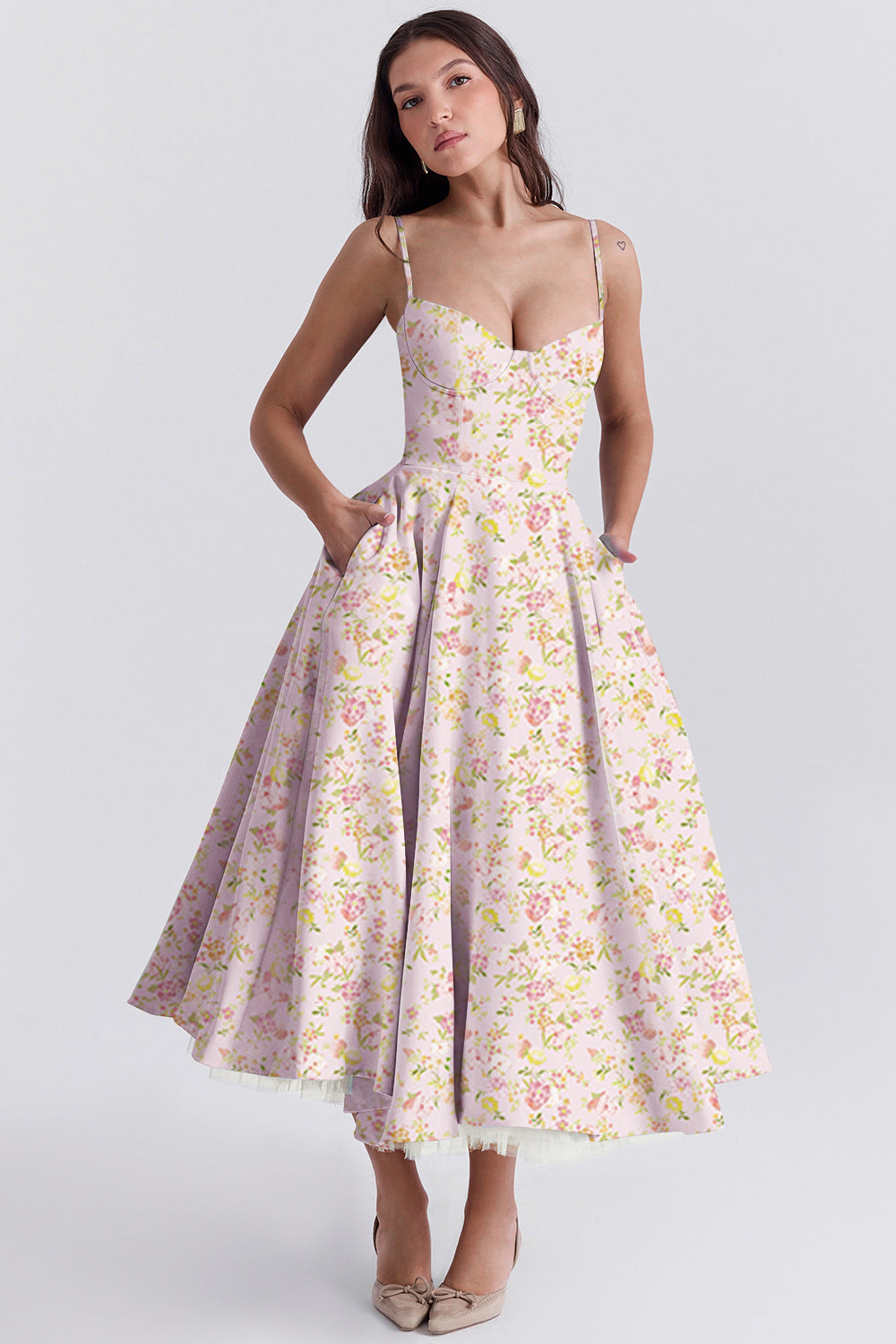 Mesh Maxi Double-layer Slip Dress For Women