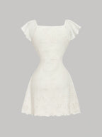 Women's New Summer French Style Romantic Elegant Ruffled Tie Waist Mini Dress Suitable For Going Out And Dating