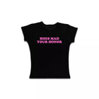 Sweet Cute Casual Letter Printed T-shirt Top Round Neck