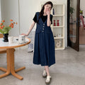 Plus-size Thin Denim Vest Skirt Base T-shirt Two-piece Set