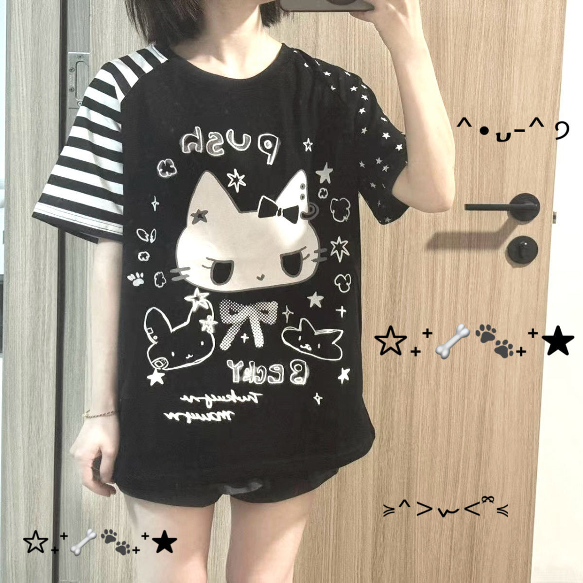 Japanese Cute Cute Cat Short-sleeved T-shirt