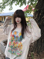 Sheer Mesh Long Sleeve Top | Y2K Fairy Grunge Aesthetic Tee