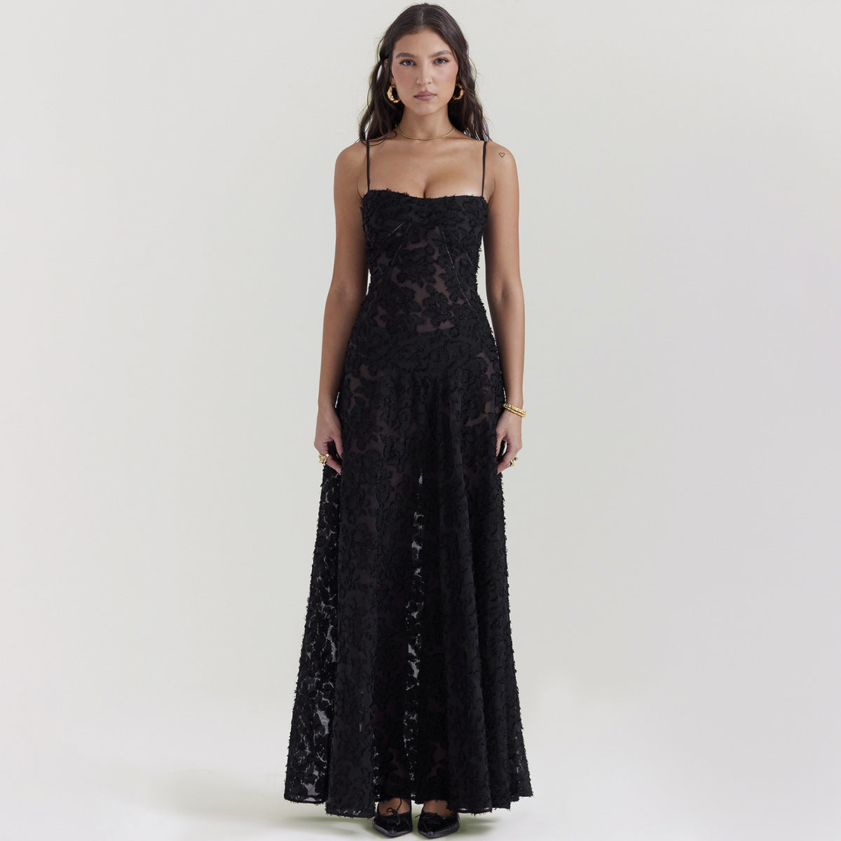 Lace Strapless Elegant Evening Dress | High Waist A-Line Gown Women