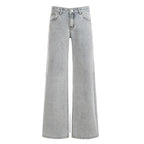 Minimalist Basic Washed DistressedLoose-fitting Straight-leg Pants