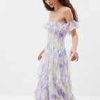 Seaside Vacation Style Suspender Skirt Yarn French Ruffled Beach Dress