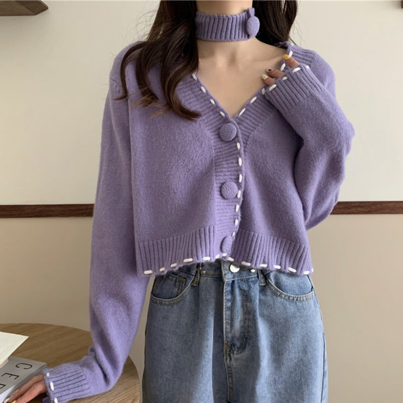 Knit Cardigan Chic Design Female Sweater Coat
