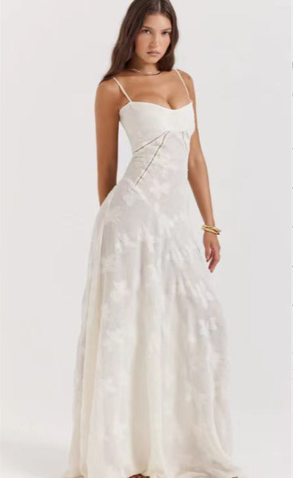 Lace Strapless Elegant Evening Dress | High Waist A-Line Gown Women