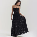 Lace Strapless Elegant Evening Dress | High Waist A-Line Gown Women