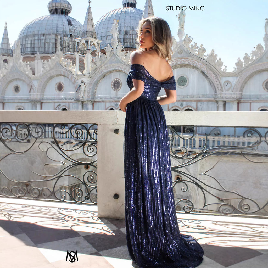 Sequin Slit Maxi Ball Gown | Strapless Prom Dress Women