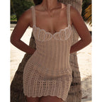 Vacation Style Hollow Pearl Decorative Skirt