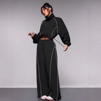 Womens Color-Block Drawstring Sports Jacket And Pants Set