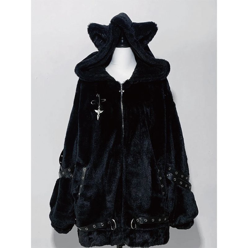Cute Sweet Cat-ear Coat Mid-length Outerwear