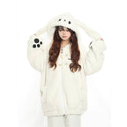 Cute Rabbit Hand Claw Big Ears Lamb Wool Coat