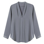 Autumn New Korean-style All-match V-neck Slimming Long-sleeve