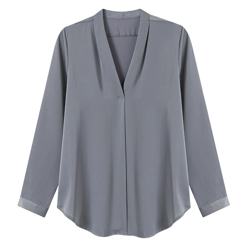 Autumn New Korean-style All-match V-neck Slimming Long-sleeve