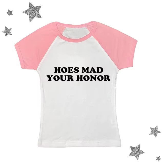 Sweet Cute Casual Letter Printed T-shirt Top Round Neck
